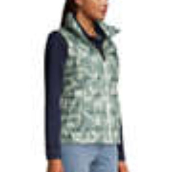 Lands' End Tropical Leaf Print 600 Down Vest NWT - Picture 5 of 6
